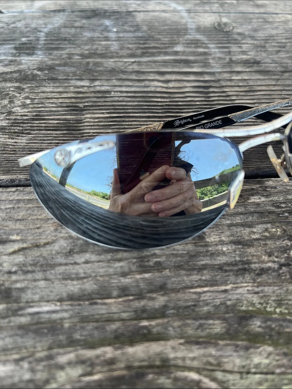 BRIGHTON Rimless Aviator Sunglasses in Black and Silver